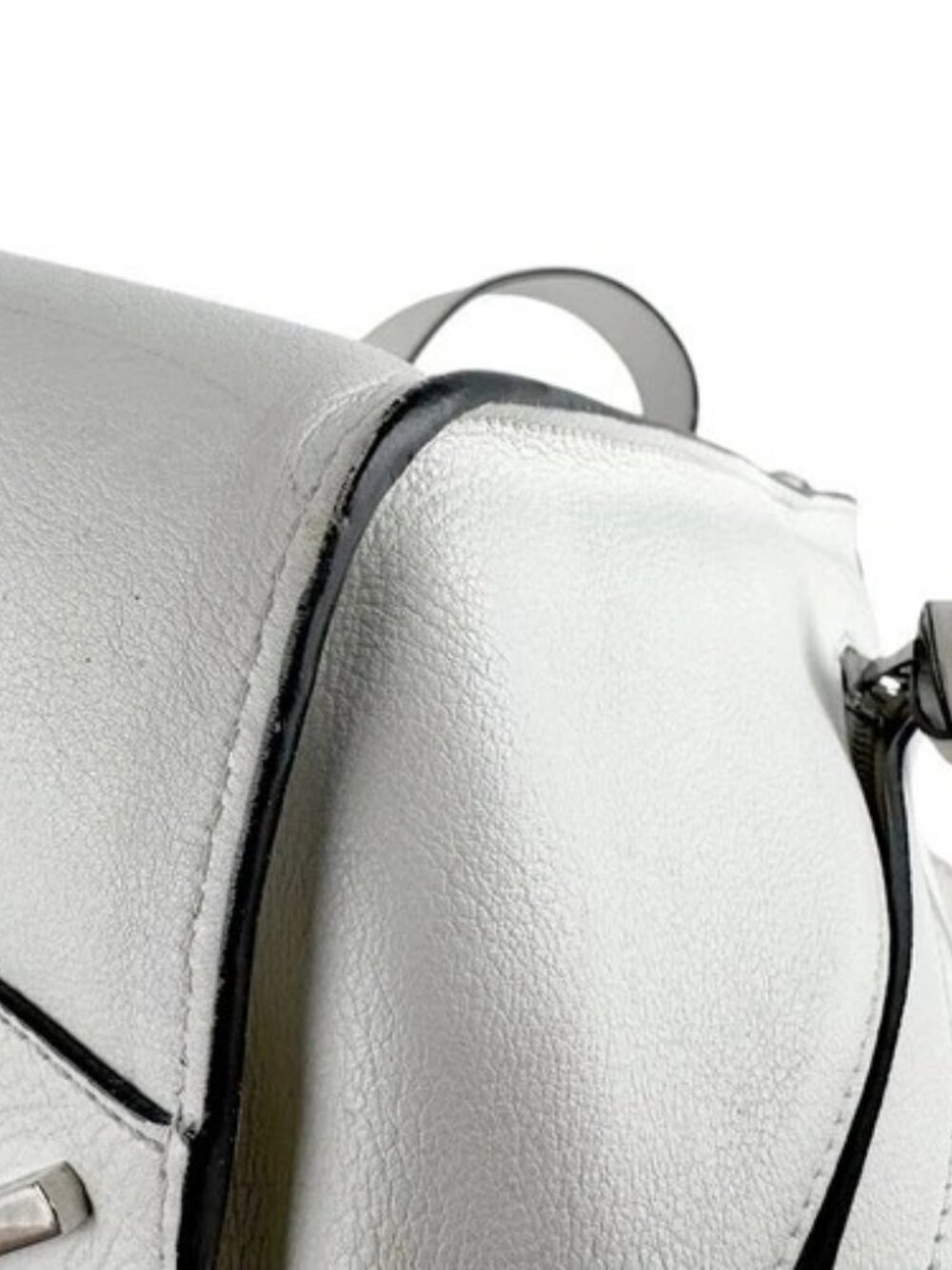 Auth LOEWE Hammock Shoulder Bag Handbag White Leather/Silvertone - z8614 - Picture 8 of 12